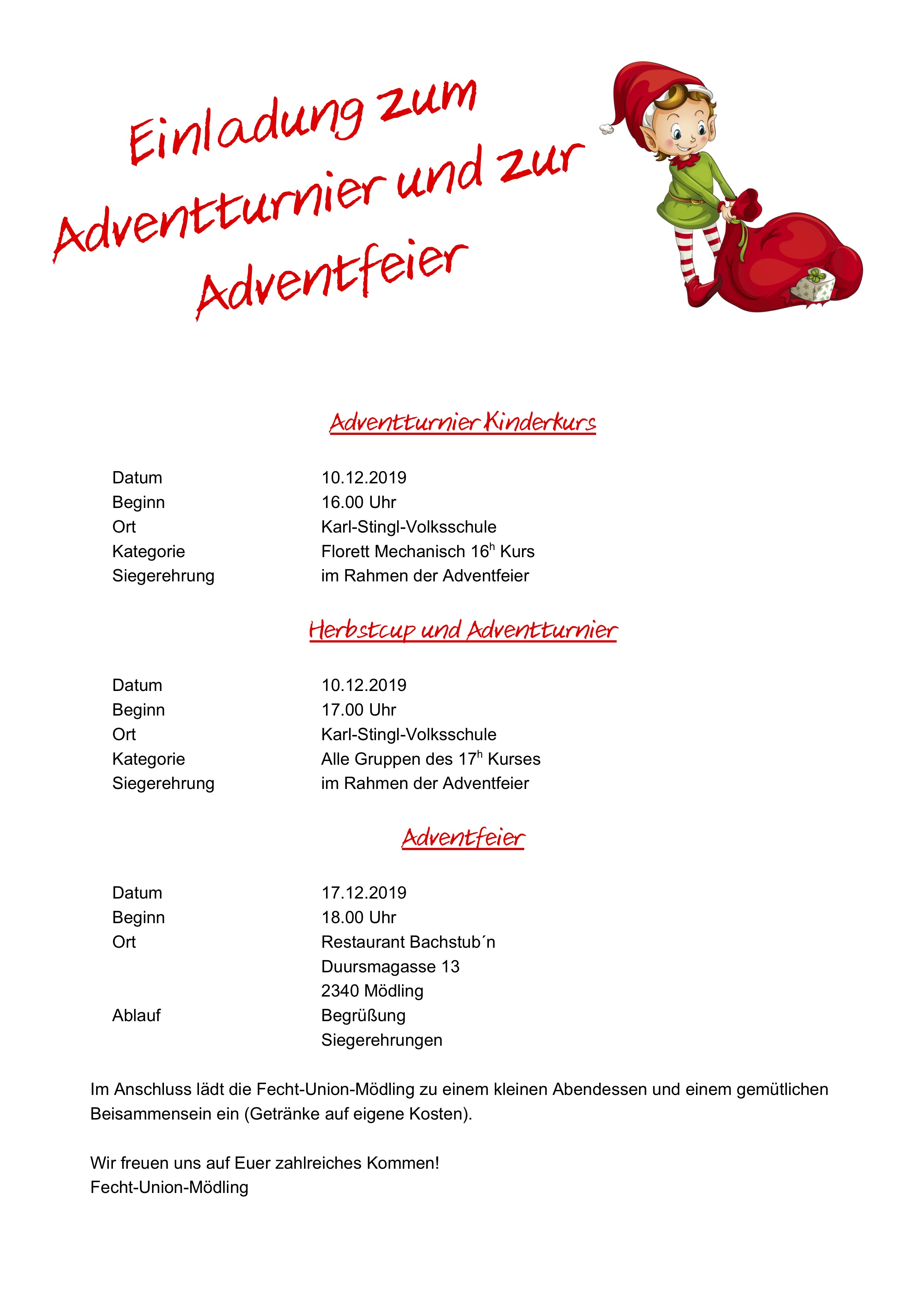 Einladung Adventfeier 2019