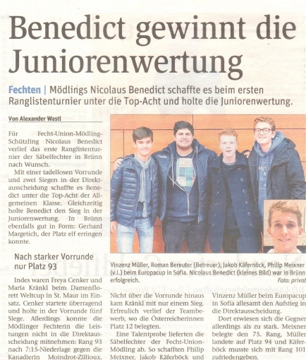 Benedict gewinnt Juniorenwertung - NÖN KW 45 1 2017