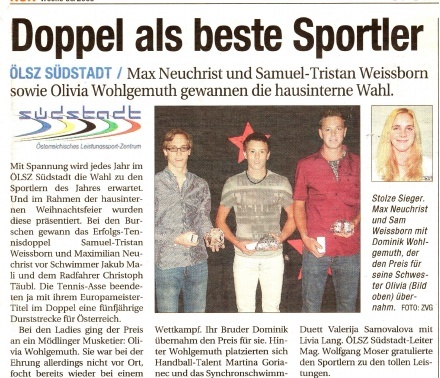 Doppel als beste Sportler - NÖN KW 53 1 2009