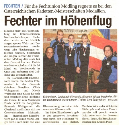 Fechter im Höhenflug - NÖN KW 21 1 2009
