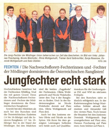 Jungfechter echt stark - NÖN KW 46 2008
