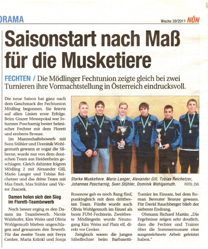 Saisonstart nach Maß für die Musketiere - NÖN KW 39 2011