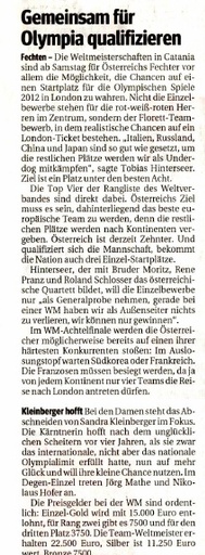 Gemeinsam für Olympia qualifizieren - Kurier 8 10 2011