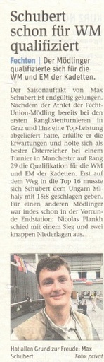 Schubert schon für WM qualifiziert - NÖN KW 42 2017