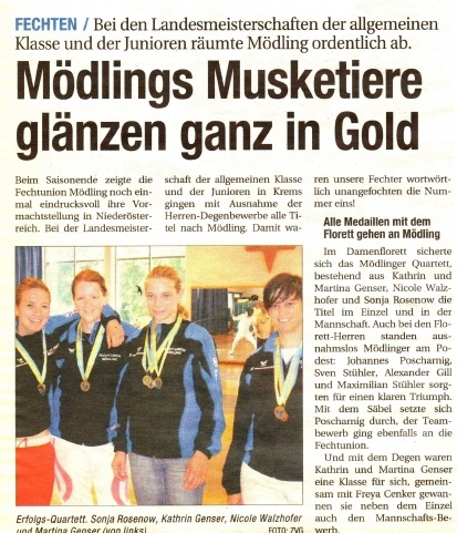 Mödlings Musketiere glänzen ganz in Gold - NÖN KW 25 2009