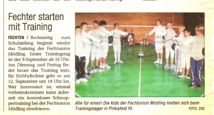 Fechter starten mit Training - NÖN KW 36 2008