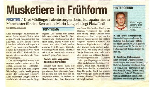 Musketiere in Frühform - NÖN KW 38 2010