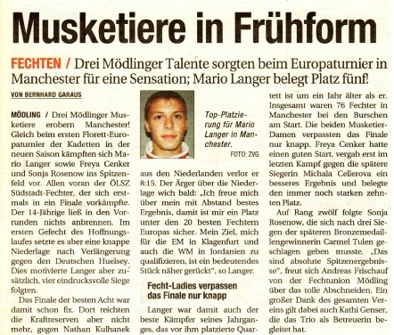 Musketiere in Frühform - NÖN KW 39 2010