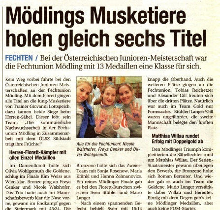 Mödlings Musketiere holen gleich sechs Titel - NÖN KW 12 2011