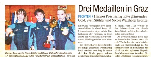 Drei Medaillen in Graz - NÖN KW 4 2010