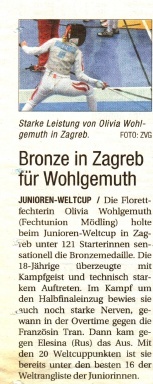 Bronze in Zagreb für Wohlgemuth - NÖN KW 04 1 2011