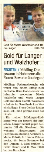 Gold für Langer und Walzhofer - NÖN KW 41 2010