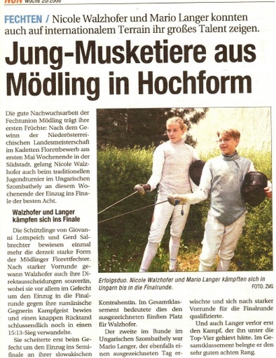 Jung-Musketiere in Mödling in Höchstform - NÖN KW 20 2008