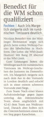 Benedict für die WM schon qualifiziert - NÖN KW 41 2017