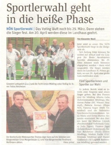 Sportlerwahl geht in die heiße Phase - NÖN KW 12 1 2017